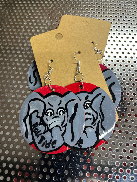 Hand Painted Elephant Earrings