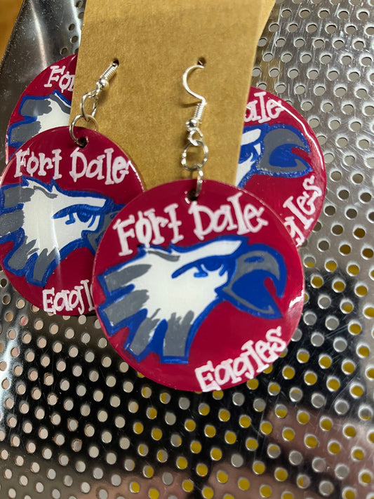 Hand Painted Fort Dale Eagles Earrings